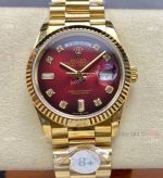 Rolex 8+ Factory DayDate 1-1 Gain Weight Red Gradient Yellow Gold Watch 36mm